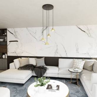 Hanglamp Elit, 4-lamps, Ø 30 cm, zwart/goud, metaal zwart, goud