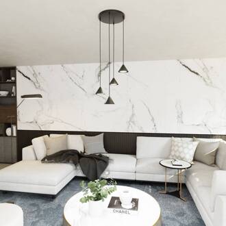 Hanglamp Elit, 4-lamps, Ø 30 cm, zwart, metaal, GX53