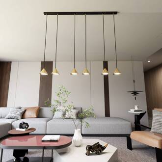 Hanglamp Elit, 6-lamps, goudkleurig, metaal goud, zwart
