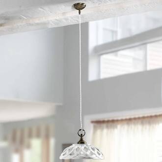 Hanglamp Emanuel keramiek Ø 32 cm antiek-messing, wit