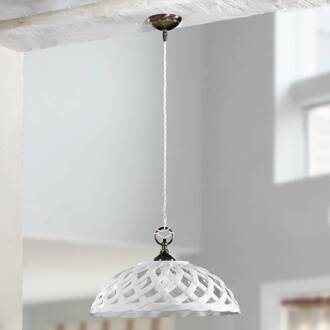 Hanglamp Emanuel keramiek Ø 42 cm antiek-messing, wit