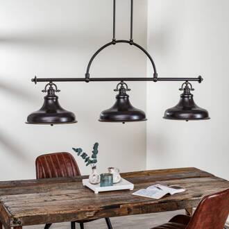 Hanglamp Emery in industriële stijl brons 3-lamps