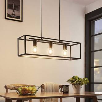 hanglamp Emily, 72 cm, zwart, 3-lamps, metaal zwart mat