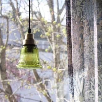 hanglamp Emmi, groen/messing, glas, stekker, E27 groen, messing