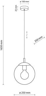 Hanglamp Esme, Ø 25 cm, transparant, glas, globe, E27 transparant, zwart