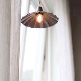 Hanglamp Ester, blauw, Ø 24 cm, stekker, E27 blauw, messingkleurig, beige