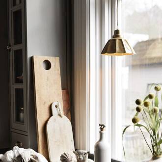 Hanglamp Ester, geel, Ø 17 cm, ijzer, stekker mosterdgeel