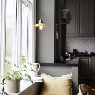 Hanglamp Ester, geel, Ø 24 cm, ijzer, stekker mosterdgeel