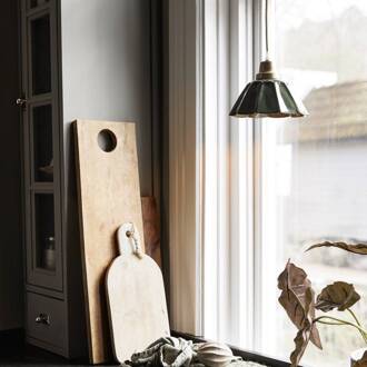 Hanglamp Ester, groen, Ø 17 cm, ijzer, stekker donkergroen