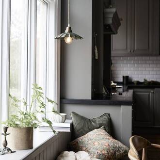 Hanglamp Ester, groen, Ø 24 cm, ijzer, stekker donkergroen