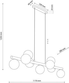 Hanglamp Estera, opaalglas, hout, 9-lamps licht hout, opaal wit, wit