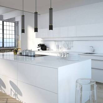 Hanglamp Estilo, zwart, 3-lamps langwerpig zwart, goud