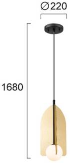 Hanglamp Fedora, Ø 22 cm, goudkleurig, metaal/glas goud, zwart, wit