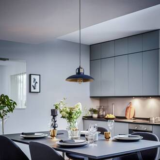 Hanglamp Felix, blauw/goud, 1-lamp marineblauw, goud