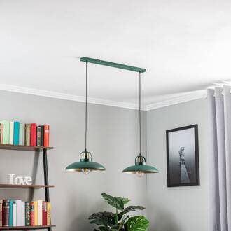Hanglamp Felix, groen/goud, 2-lamps groen, goud