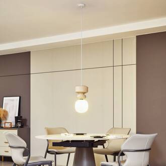 hanglamp Fidelo, wit/geel, glas, keramiek, 18 cm wit, geel (Pantone 13-1308TXC)