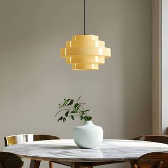 Hanglamp Filo, geel, Ø 28 cm, glas geel, zwart