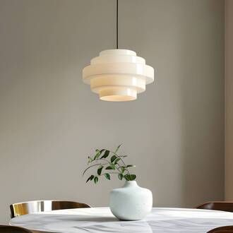 Hanglamp Filo, wit, Ø 28 cm, glas wit, zwart