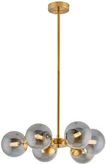 Hanglamp Fiore, 6-lamps goud, chroom gespiegeld