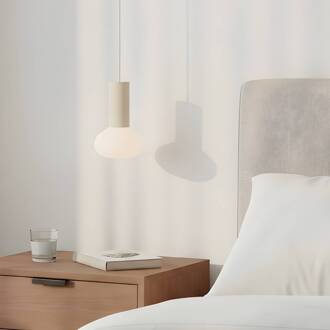 Hanglamp Flo, beige, 1-lamp, glas beige, wit