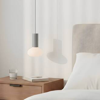 Hanglamp Flo, grijs, 1-lamp, glas grijs, wit
