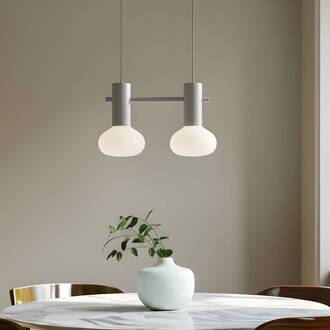 Hanglamp Flo, grijs, 2-lamps, glas grijs, wit
