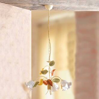 Hanglamp Flora in Florentijnse stijl crème, wit, rood, bont
