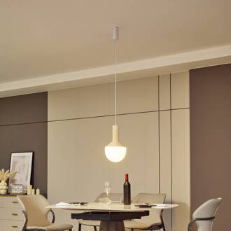 hanglamp Florine, beige/opaal, keramiek, glas beige, opaal