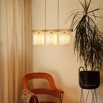 Hanglamp Forest, 3-lamps, hout licht, jute wit wit, naturel