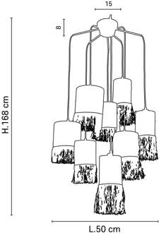 hanglamp Formentera, Ø 50 cm, palmvezel, 8-lamps. natuurbeige, zwart