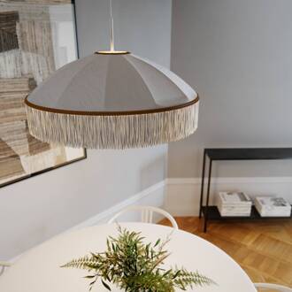 hanglamp Francis, wit, Ø 60 cm, textiel wit, goud