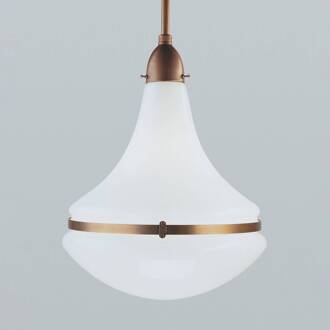 Hanglamp Frida van messing, Ø 34 cm messing, wit