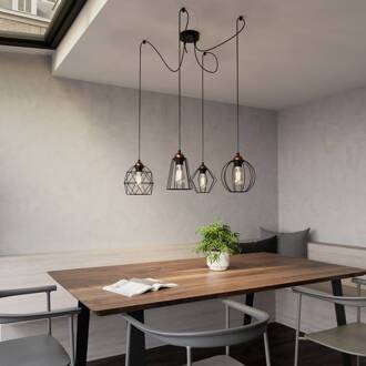 Hanglamp Galaxy met vier kooikap zwart