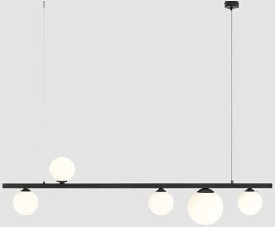 Hanglamp Garda 5, balk, metaal, glas, zwart, 5-lamps. zwart, wit