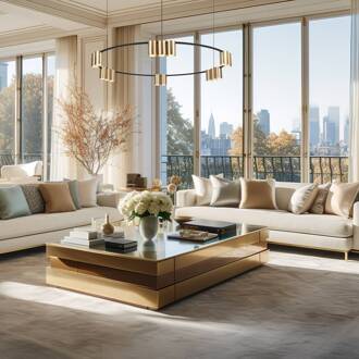 Hanglamp Genesis, aluminium, zwart/goud, 15 x GU10, Ø 100 cm zwart, goud