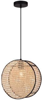 Hanglamp Gheisa met kap in schijfvorm licht hout, zwart
