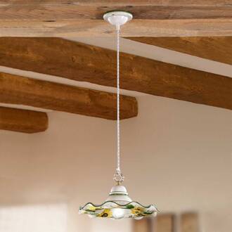 Hanglamp GIRASOLA met landhuischarme 32 cm wit, geel, groen