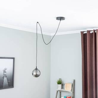Hanglamp Glassy, decentrale, zwart, grafiet, glas, 14 cm