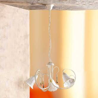 Hanglamp GOCCE, 3-lichts crème, wit, goud