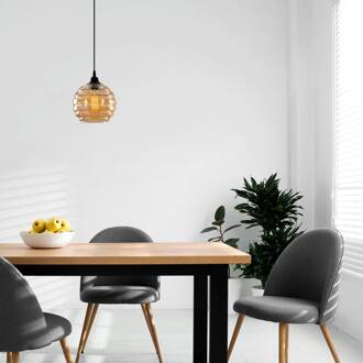 Hanglamp Gold 010, goud-transparant, glas, Ø 20 cm goudtransparant, zwart