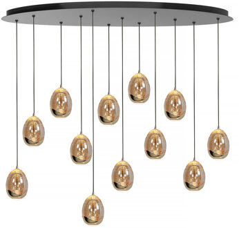 Hanglamp Golden Egg ovaal 12 lichts L 140 cm amber-zwart