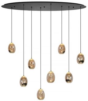 Hanglamp Golden Egg ovaal 8 lichts L 100 cm amber-zwart