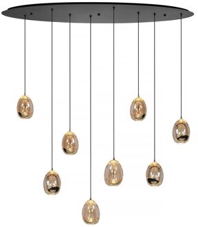 Hanglamp Golden Egg ovaal 8 lichts L 100 cm amber-zwart