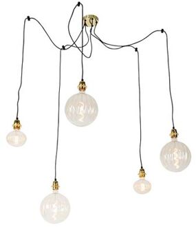 Hanglamp goud 5-lichts incl. LED amber dimbaar - Cava Luxe Oranje