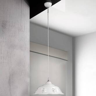 Hanglamp Guiliano met keramiek lampenkap, 36,5 cm wit