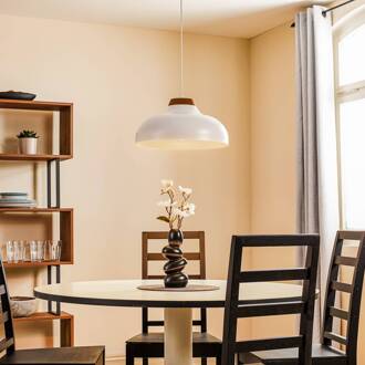 Hanglamp Gus met metalen kap, wit