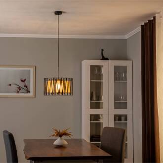 Hanglamp Harmony, zwart, Natur Jute, Ø 40 cm zwart, natuurlijk bruin