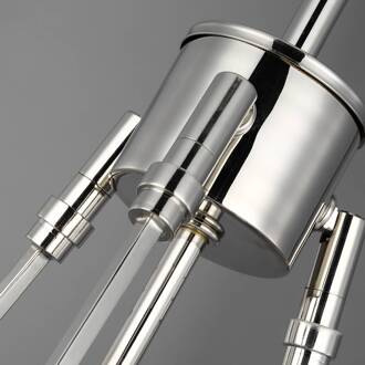 Hanglamp Harper met rookglas kap, 1-lamp nikkel gepolijst, rookgrijs