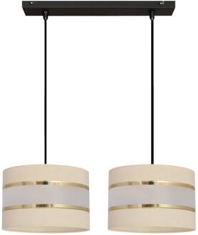 Hanglamp Helen balken kappen ecru-goud 2-lamps zwart, ecru, goud