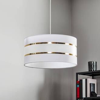 Hanglamp Helen textiel kap wit-goud Ø 40 cm wit, goud